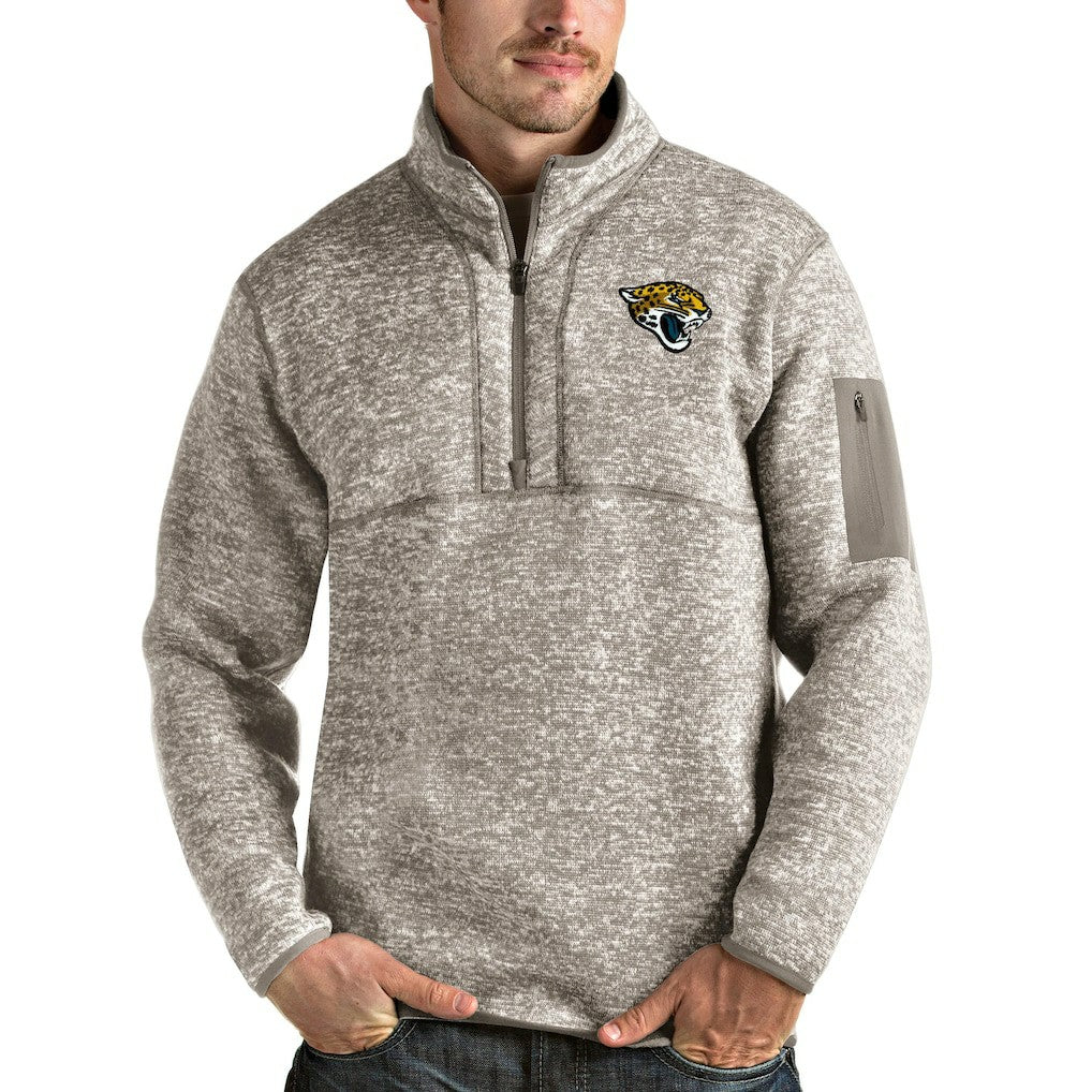 Jacksonville Jaguars Antigua Fortune Quarter-Zip Pullover Jacket - Oatmeal cheap