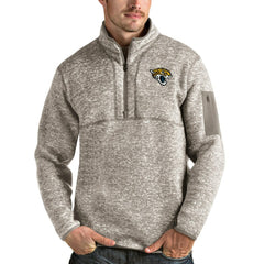 Jacksonville Jaguars Antigua Fortune Quarter-Zip Pullover Jacket - Oatmeal cheap