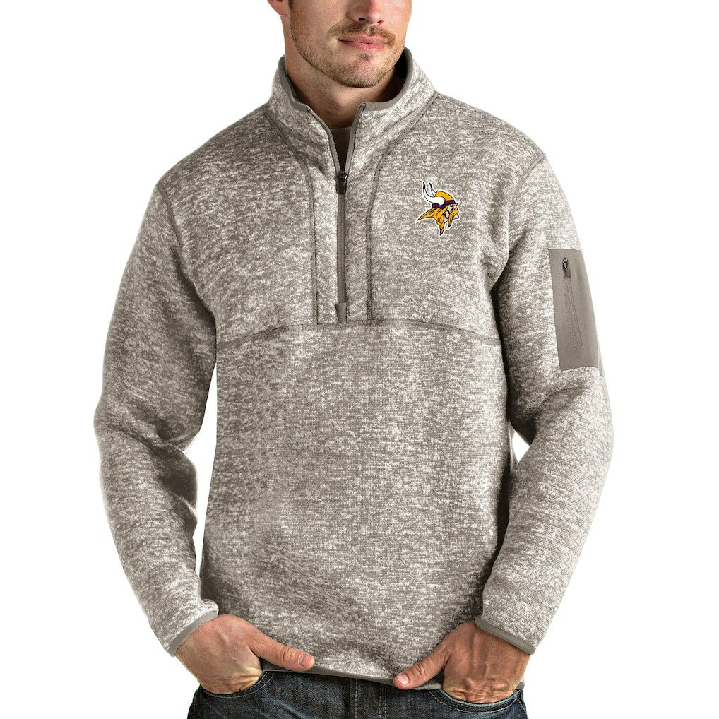 Minnesota Vikings Antigua Fortune Quarter-Zip Pullover Jacket - Oatmeal discount