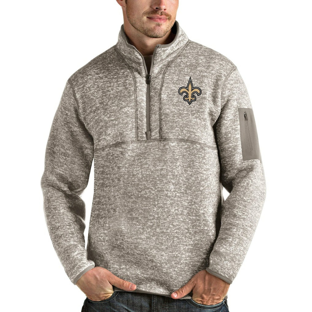 New Orleans Saints Antigua Fortune Quarter-Zip Pullover Jacket - Oatmeal online