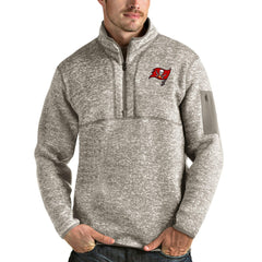 Tampa Bay Buccaneers Antigua Fortune Quarter-Zip Pullover Jacket - Oatmeal on sale