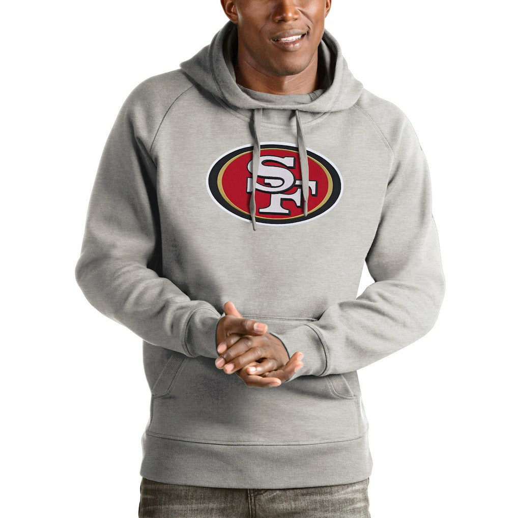 San Francisco 49ers Antigua Victory Pullover Hoodie - Heather Gray outlet