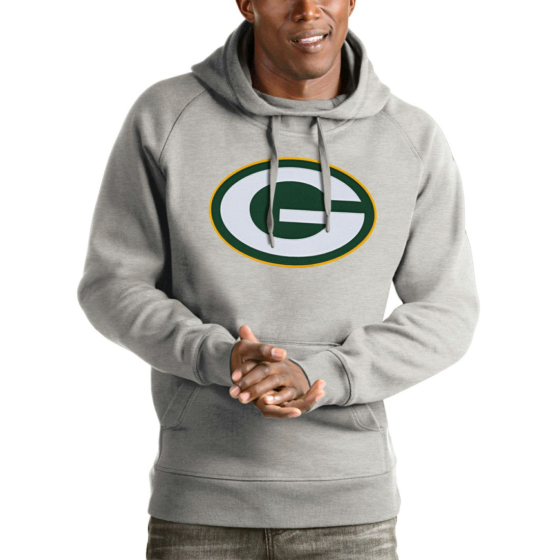 Green Bay Packers Antigua Victory Pullover Hoodie - Heather Gray online