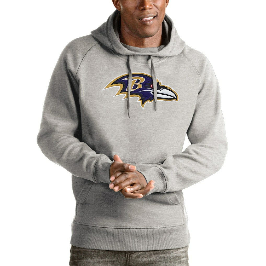 Baltimore Ravens Antigua Victory Pullover Hoodie - Heather Gray discount