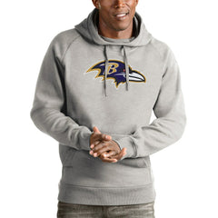 Baltimore Ravens Antigua Victory Pullover Hoodie - Heather Gray discount