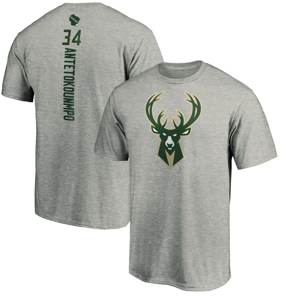 Giannis Antetokounmpo Milwaukee Bucks Playmaker Name & Number Team T-Shirt - Heathered Gray on sale