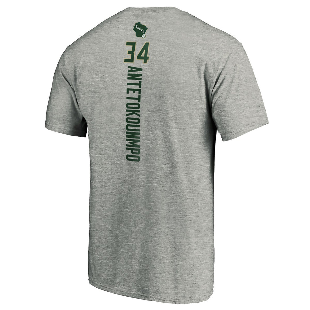 Giannis Antetokounmpo Milwaukee Bucks Playmaker Name & Number Team T-Shirt - Heathered Gray on sale