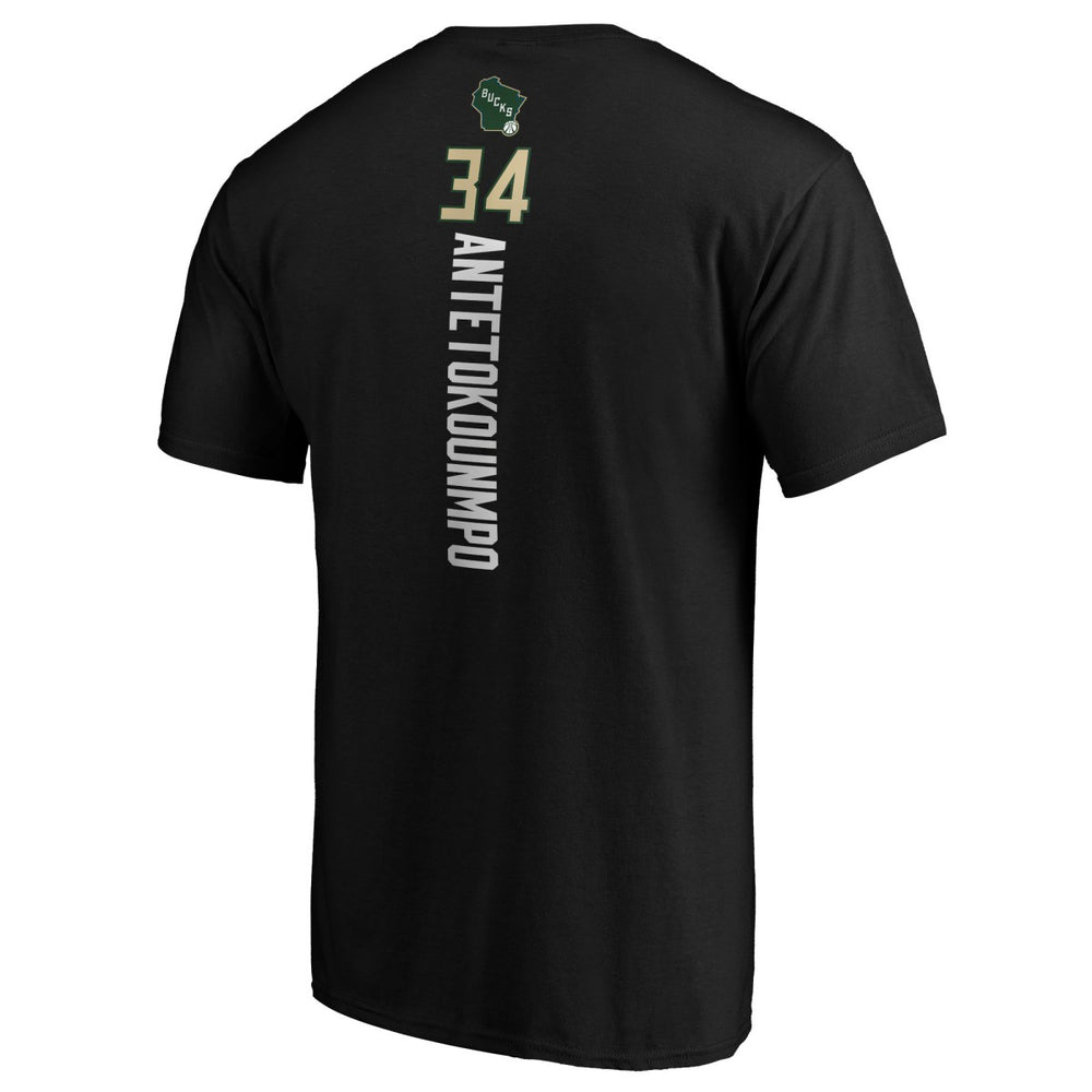 Giannis Antetokounmpo Milwaukee Bucks Team Playmaker Name & Number T-Shirt - Black on sale