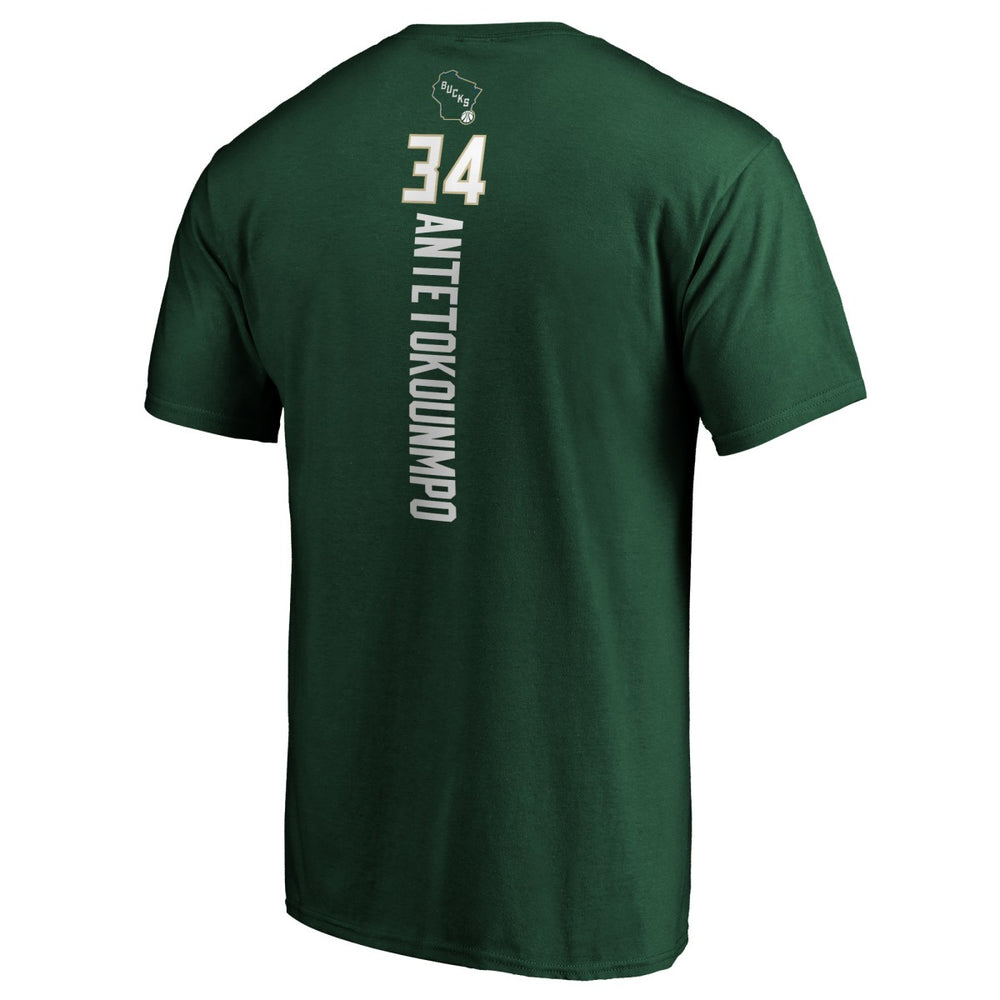 Giannis Antetokounmpo Milwaukee Bucks Team Playmaker Name & Number T-Shirt - Hunter Green for sale