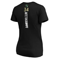 Giannis Antetokounmpo Milwaukee Bucks Women's Playmaker Name & Number V-Neck T-Shirt - Black shop