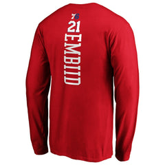 Joel Embiid Philadelphia 76ers Playmaker Name & Number Long Sleeve T-Shirt - Red on sale