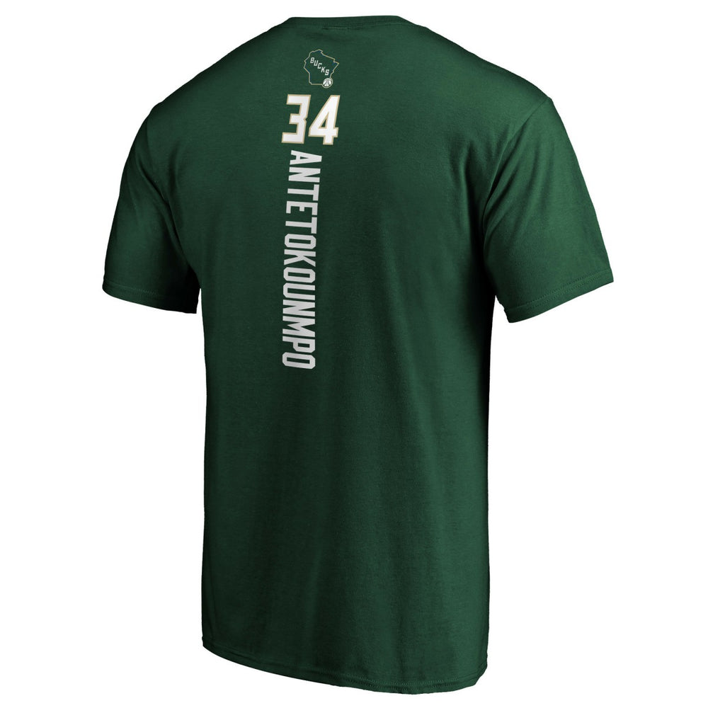 Giannis Antetokounmpo Milwaukee Bucks Playmaker Name & Number T-Shirt - Hunter Green for sale