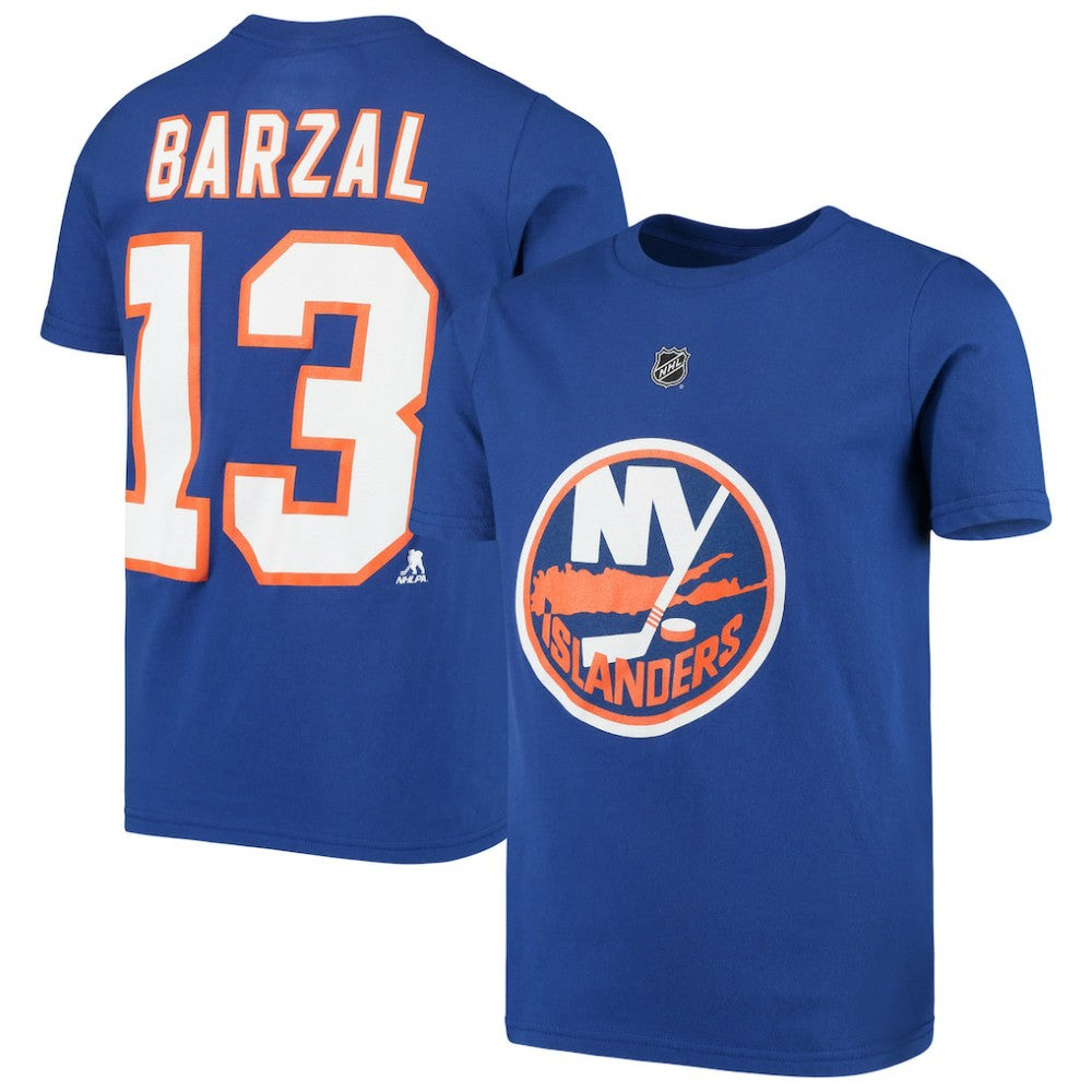 Mathew Barzal New York Islanders Youth Player Name & Number T-Shirt - Royal T-shirts