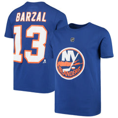 Mathew Barzal New York Islanders Youth Player Name & Number T-Shirt - Royal T-shirts