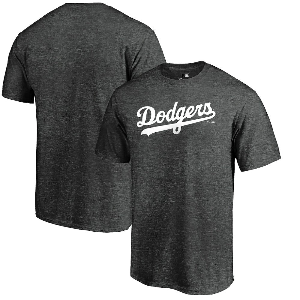 Los Angeles Dodgers Team Wordmark T-Shirt Heathered Charcoal