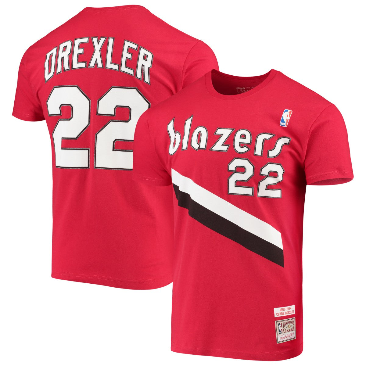 Clyde Drexler Portland Trail Blazers Hardwood Classics Player Name & Number T-Shirt - Red online