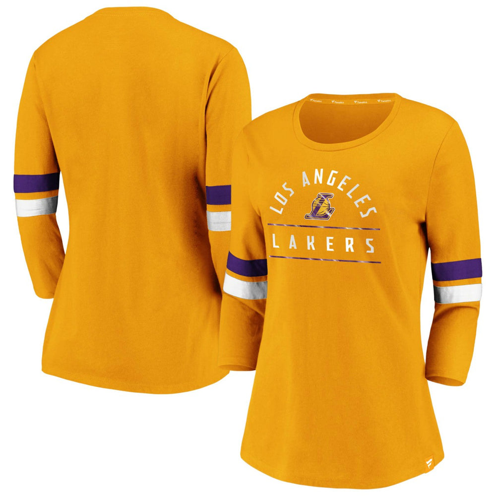 Los Angeles Lakers Women's Iconic Prolific Modern 3/4-Sleeve T-Shirt - Gold online