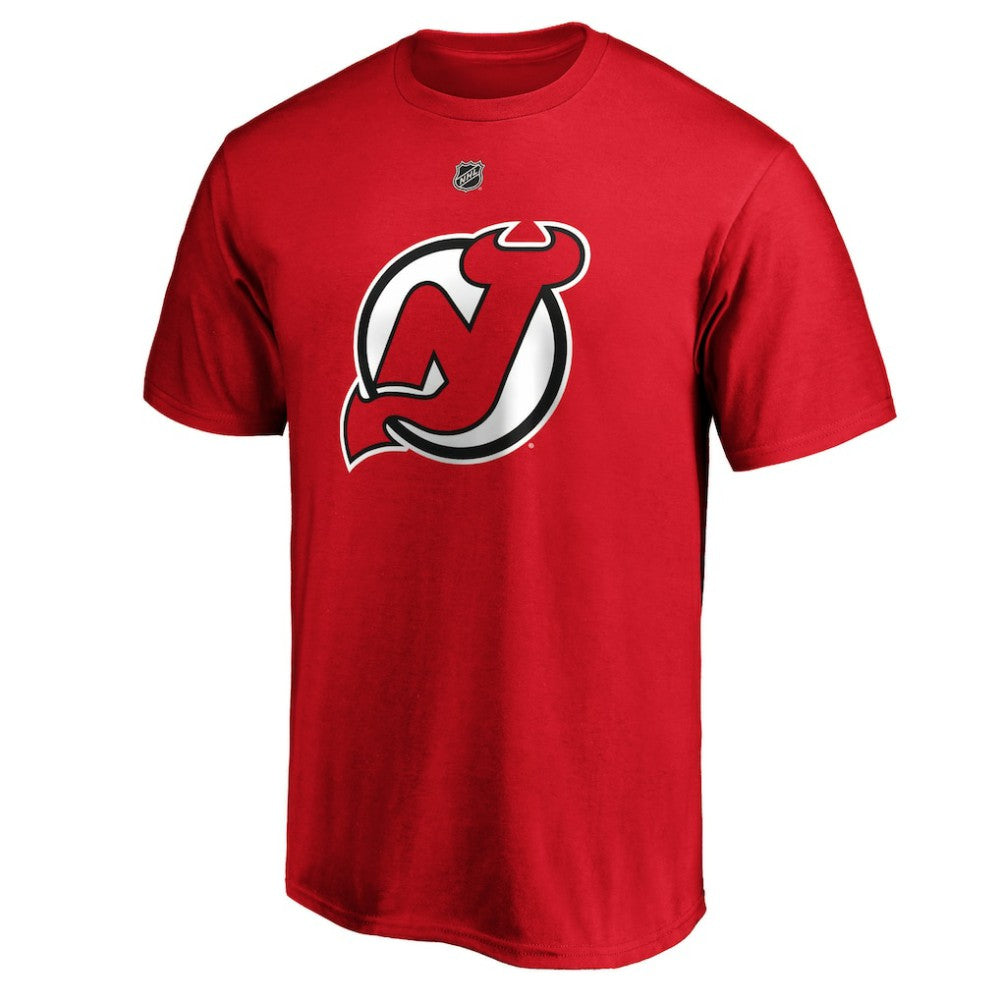 Nico Hischier New Jersey Devils Fanatics Authentic Stack Player Name & Number T-Shirt - Red T-shirts