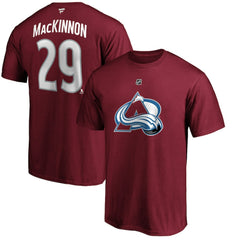 Nathan MacKinnon Colorado Avalanche Fanatics Authentic Stack Player Name & Number T-Shirt - Burgundy T-shirts