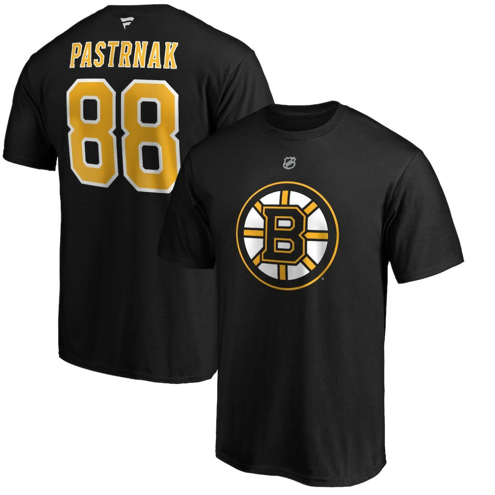 David Pastrnak Boston Bruins Fanatics Authentic Stack Player Name & Number T-Shirt - Black T-shirts