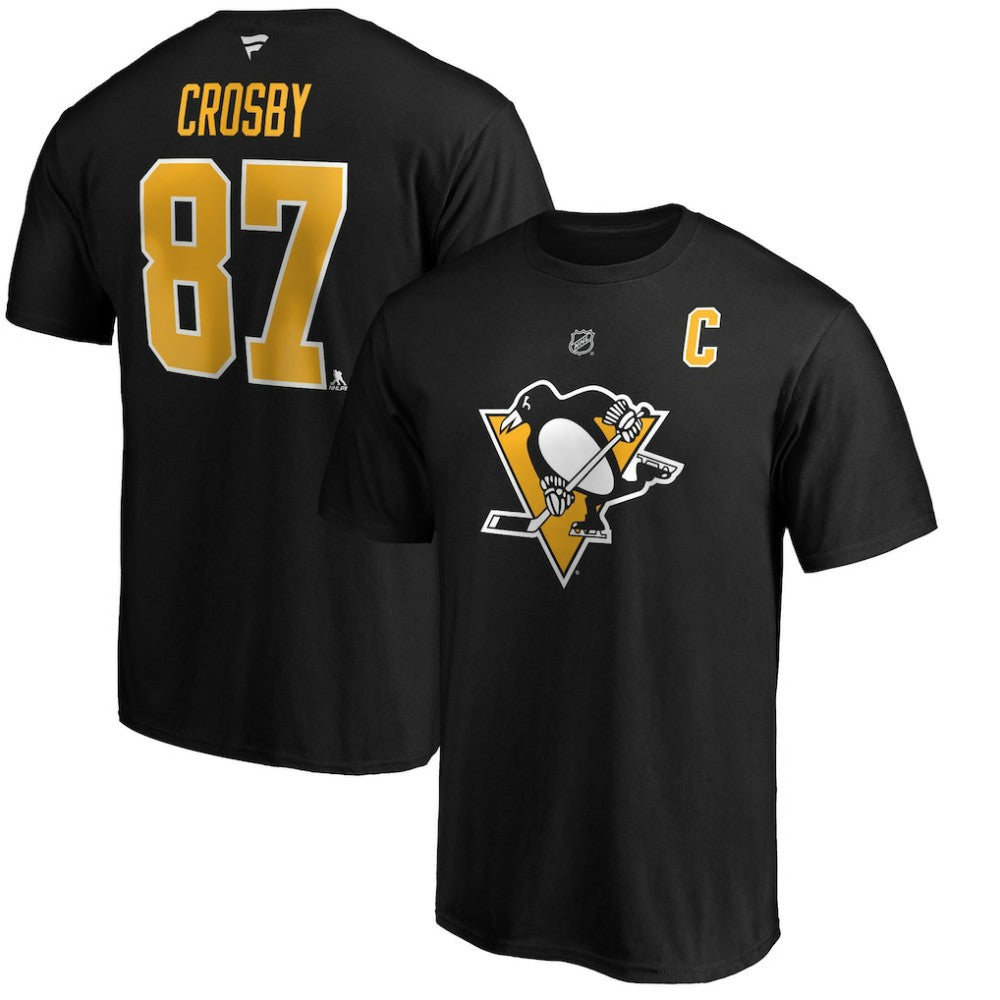 Sidney Crosby Pittsburgh Penguins Fanatics Authentic Stack Player Name & Number T-Shirt - Black T-shirts