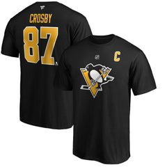 Sidney Crosby Pittsburgh Penguins Fanatics Authentic Stack Player Name & Number T-Shirt - Black T-shirts