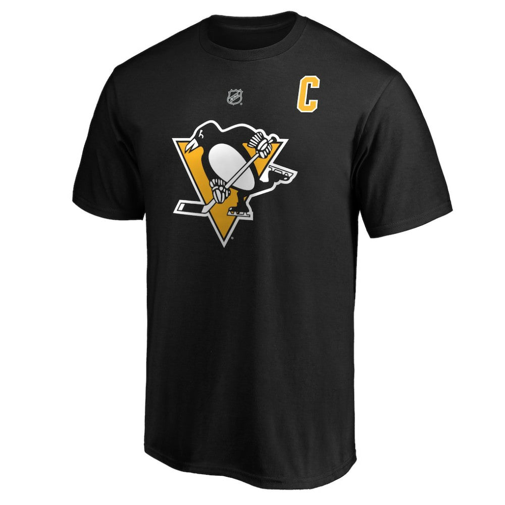 Sidney Crosby Pittsburgh Penguins Fanatics Authentic Stack Player Name & Number T-Shirt - Black T-shirts