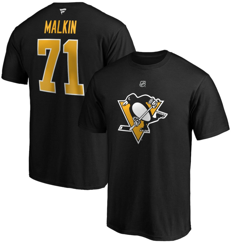 Evgeni Malkin Pittsburgh Penguins Fanatics Authentic Stack Player Name & Number T-Shirt - Black T-shirts