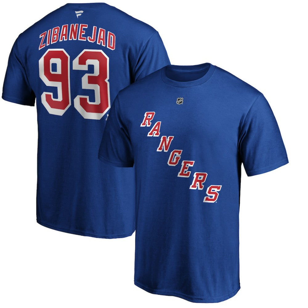 Mika Zibanejad New York Rangers Fanatics Authentic Stack Player Name & Number T-Shirt - Blue T-shirts