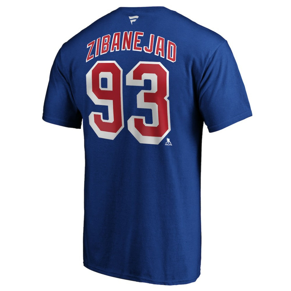 Mika Zibanejad New York Rangers Fanatics Authentic Stack Player Name & Number T-Shirt - Blue T-shirts