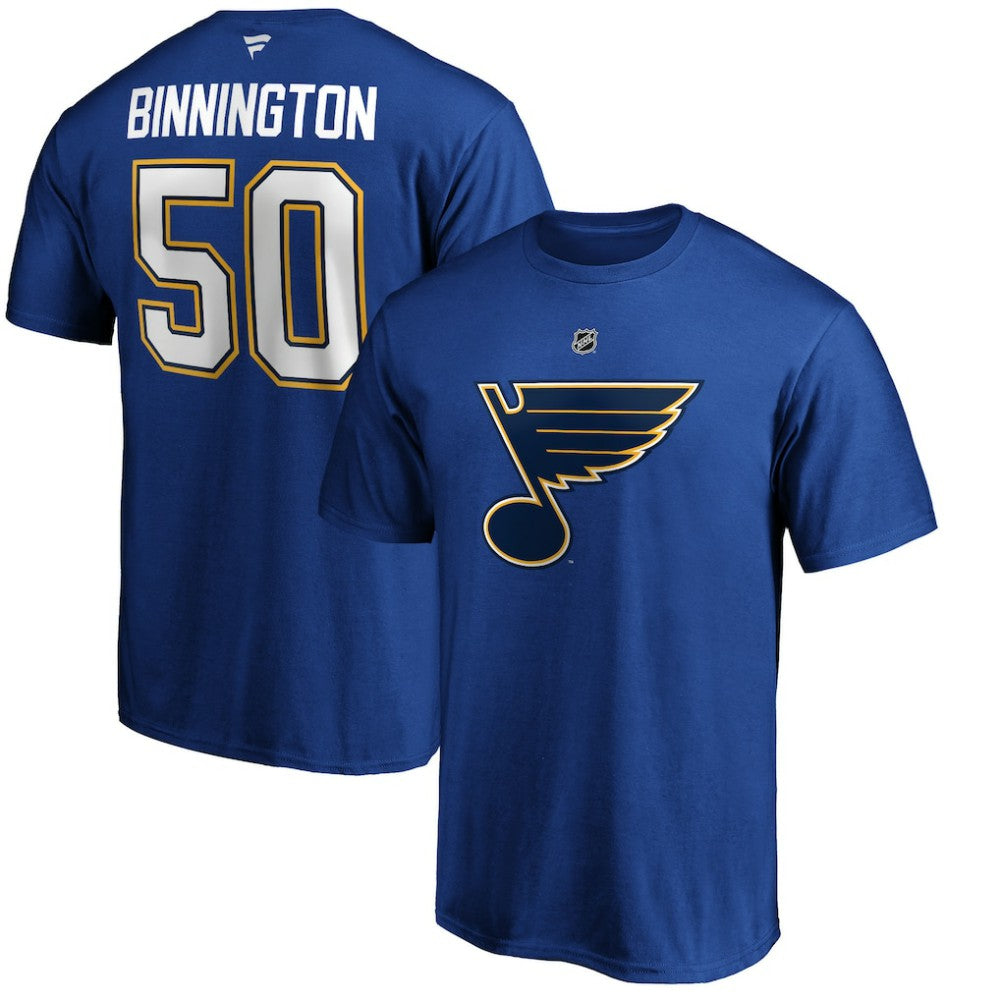 Jordan Binnington St. Louis Blues Fanatics Authentic Stack Player Name & Number T-Shirt - Blue T-shirts