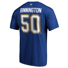 Jordan Binnington St. Louis Blues Fanatics Authentic Stack Player Name & Number T-Shirt - Blue T-shirts