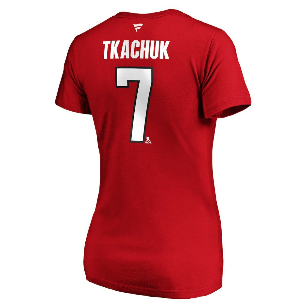 Brady Tkachuk Ottawa Senators Fanatics Women's Authentic Stack Name & Number V-Neck T-Shirt - Red T-shirts