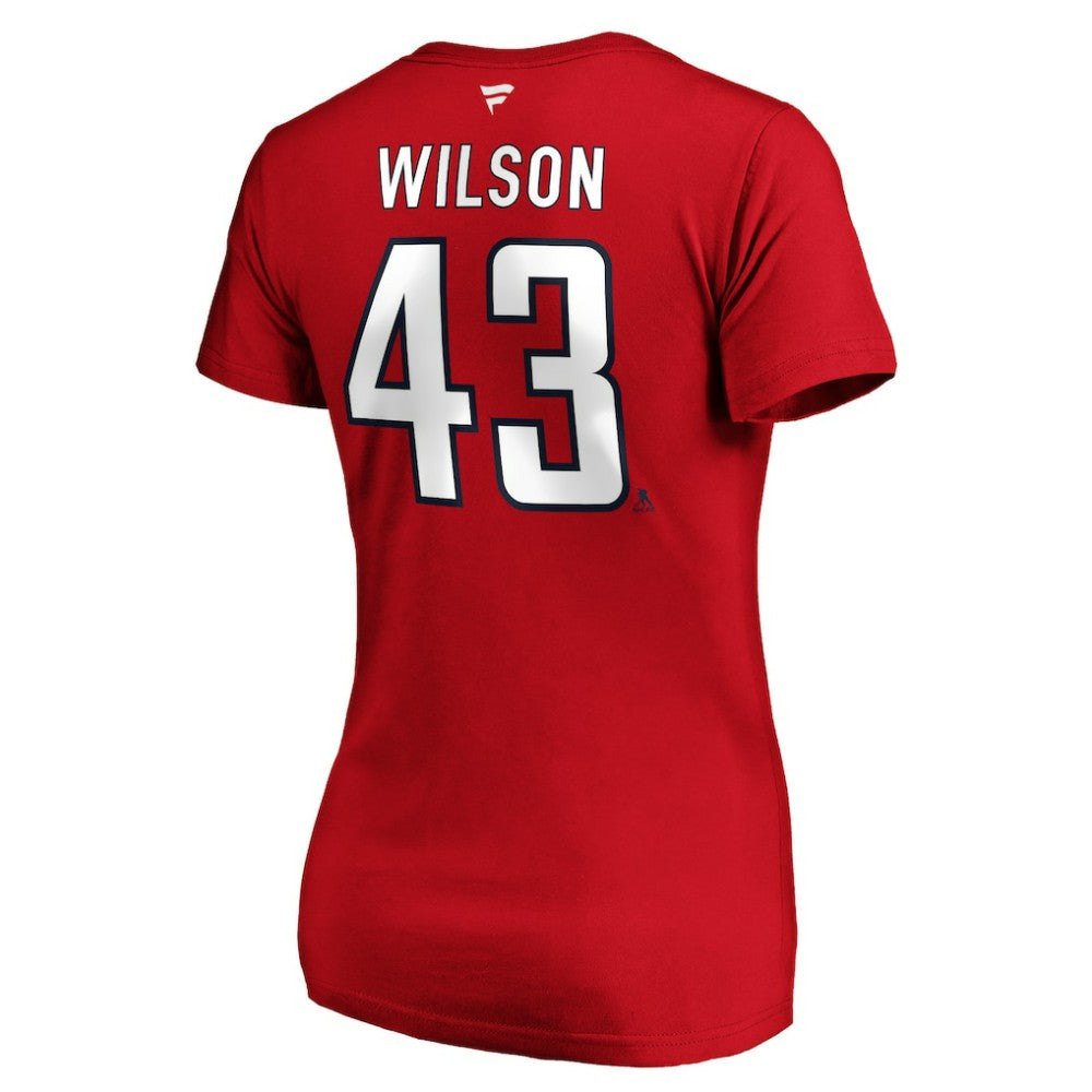 Tom Wilson Washington Capitals Fanatics Women's Authentic Stack Name & Number V-Neck T-Shirt - Red T-shirts