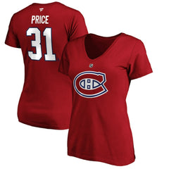 Carey Price Montreal Canadiens Fanatics Women's Authentic Stack Name & Number V-Neck T-Shirt - Red T-shirts