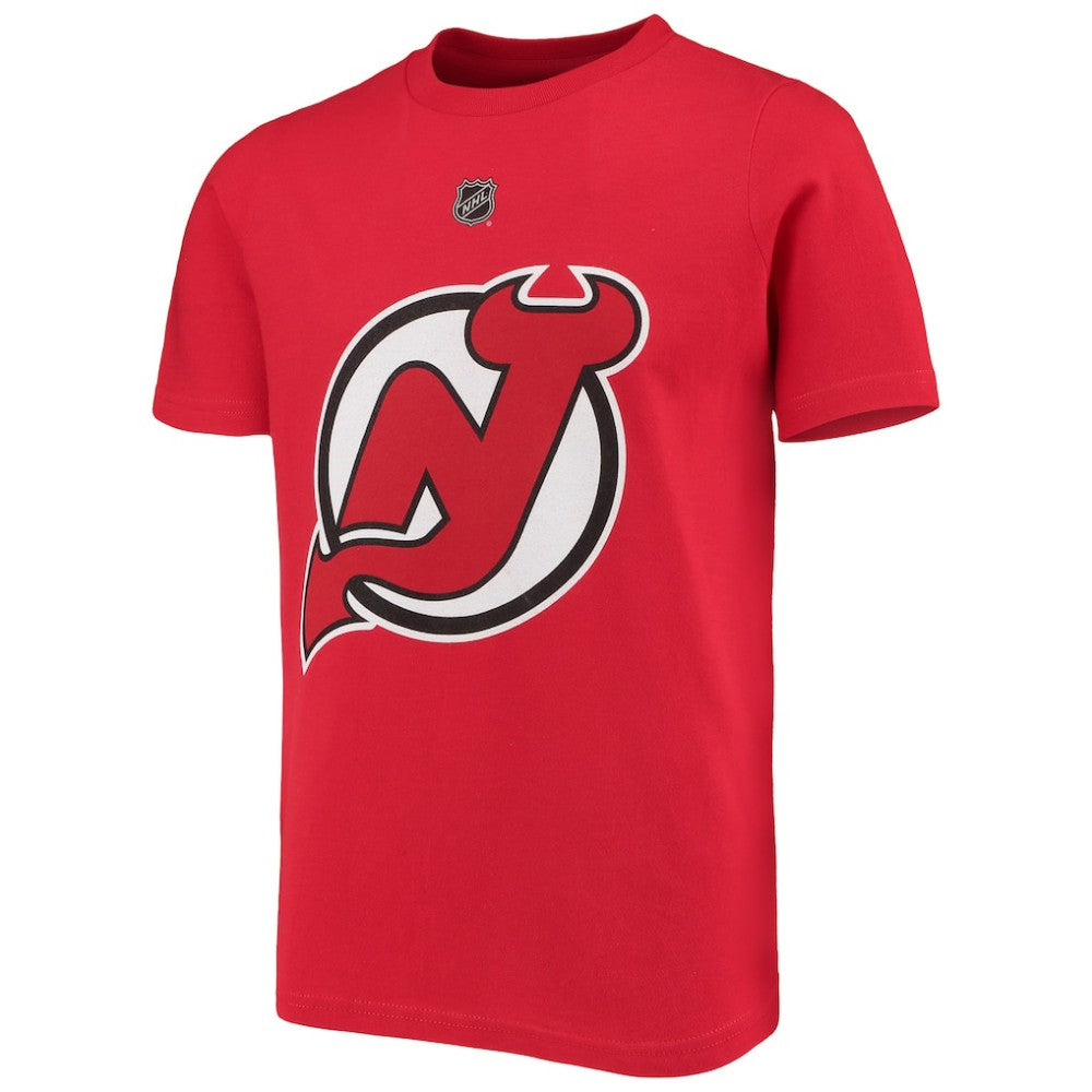 Jack Hughes New Jersey Devils Youth Player Name & Number T-Shirt - Red T-shirts