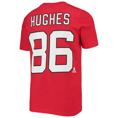 Jack Hughes New Jersey Devils Youth Player Name & Number T-Shirt - Red T-shirts