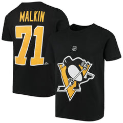 Evgeni Malkin Pittsburgh Penguins Youth Player Name & Number T-Shirt - Black T-shirts