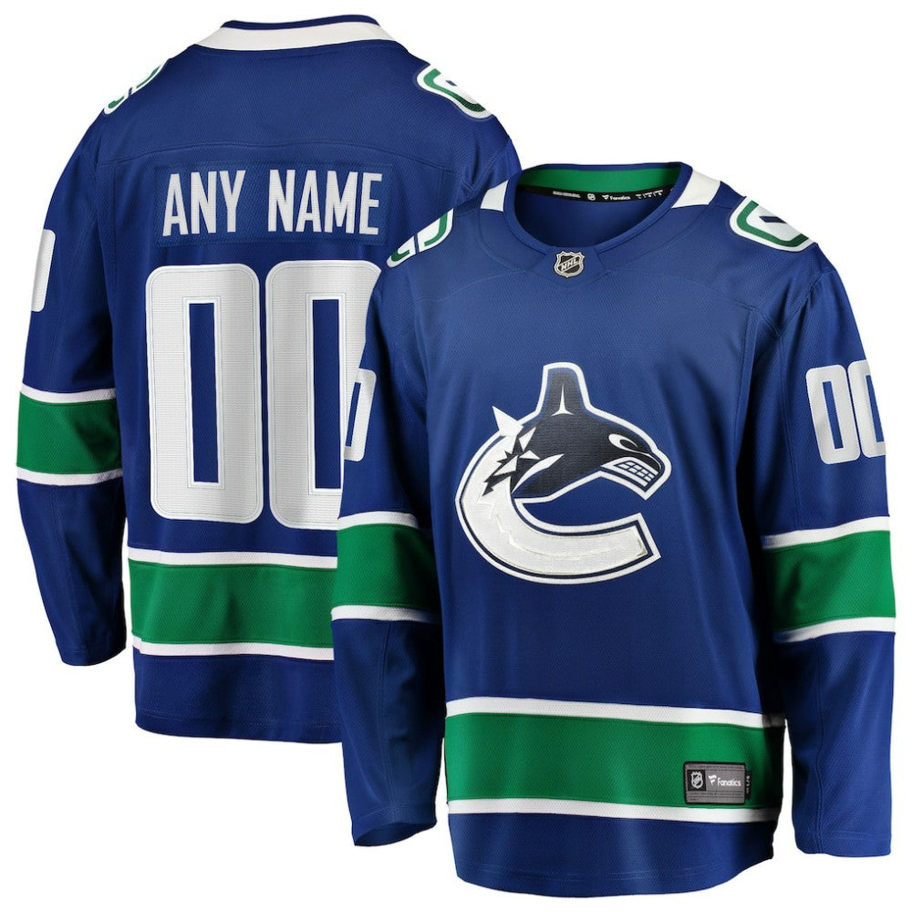 Vancouver Canucks Fanatics Home Team Breakaway Custom Jersey - Blue Jerseys