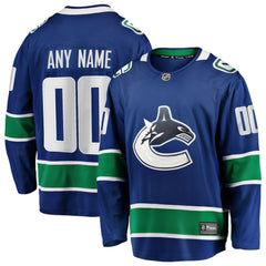 Vancouver Canucks Fanatics Home Team Breakaway Custom Jersey - Blue Jerseys