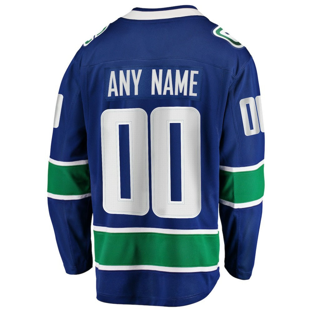 Vancouver Canucks Fanatics Home Team Breakaway Custom Jersey - Blue Jerseys
