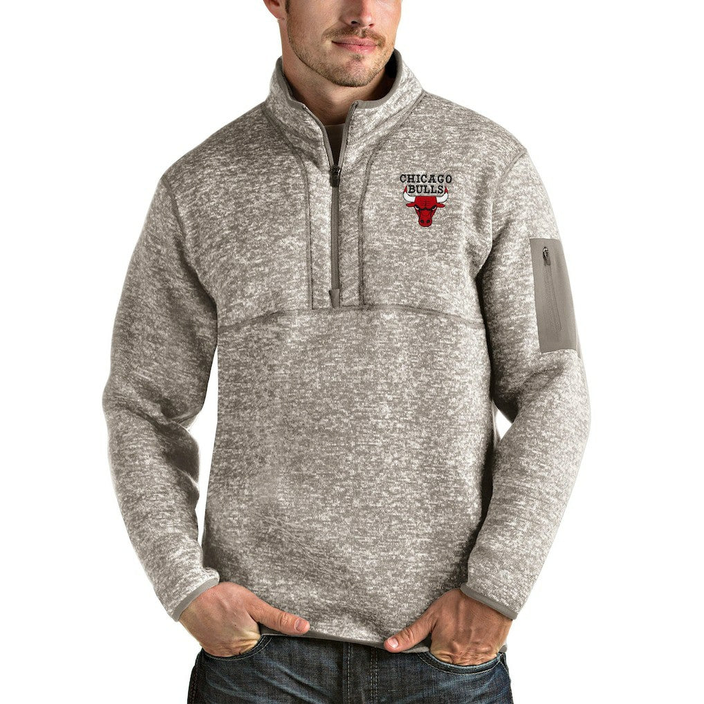 Chicago Bulls Antigua Fortune Quarter-Zip Pullover Jacket - Natural sale