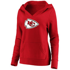 Kansas City Chiefs Women's Primary Team Logo V-Neck Pullover Hoodie - Red outlet