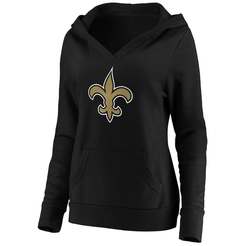 New Orleans Saints Women's Primary Team Logo V-Neck Pullover Hoodie - Black outlet