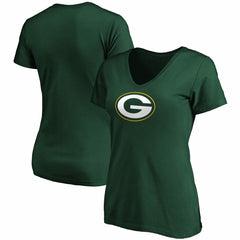 Green Bay Packers Women's Primary Logo V-Neck T-Shirt - Green discount