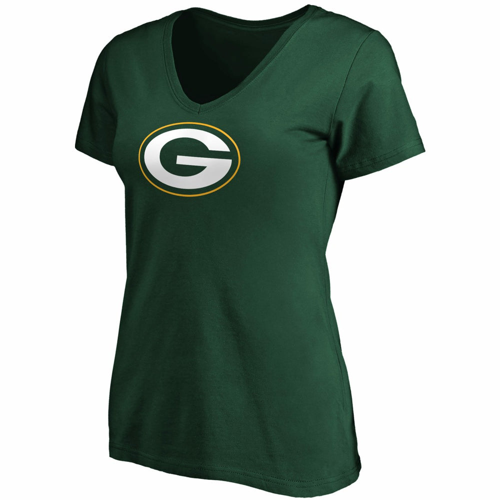Green Bay Packers Women's Primary Logo V-Neck T-Shirt - Green discount
