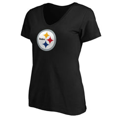 Pittsburgh Steelers Women's Primary Logo V-Neck T-Shirt - Black online