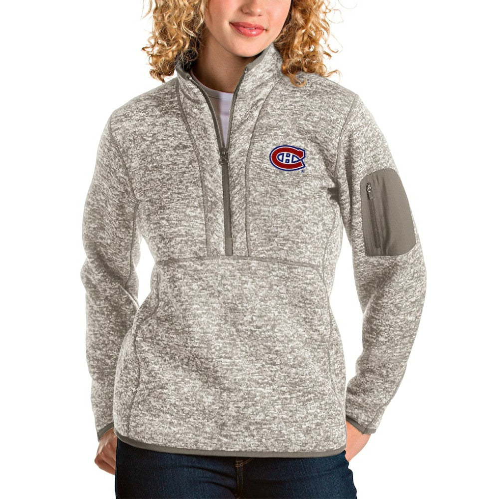 Montreal Canadiens Antigua Women's Fortune Half-Zip Sweatshirt - Oatmeal Sweatshirts