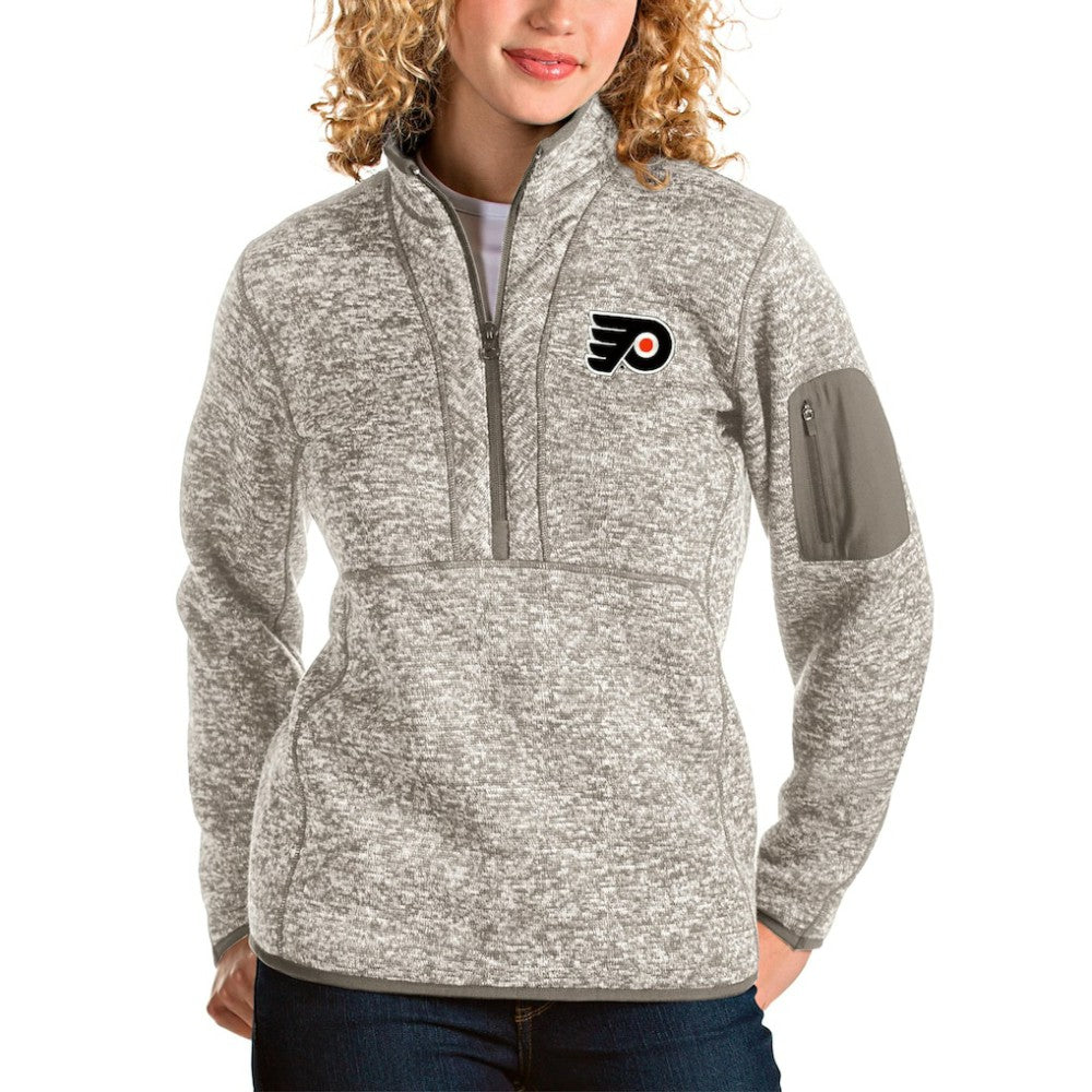 Philadelphia Flyers Antigua Women's Fortune Half-Zip Sweatshirt - Oatmeal Sweatshirts