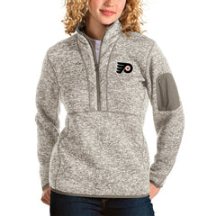 Philadelphia Flyers Antigua Women's Fortune Half-Zip Sweatshirt - Oatmeal Sweatshirts